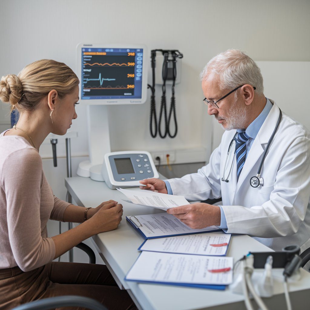 erwerbsminderungsrente-voraussetzungen Ärzt bespricht Arbeitsfähigkeit mit Patientin im Behandlungszimmer