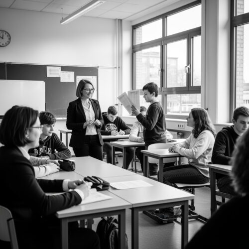 —Im Klassenzimmer erfüllt eine Lehrerin ihren Beruf, doch ihr einst stabiler Arbeitsplatz wurde zum Schauplatz einer verbalen Drohung, die eine psychische Krise auslöste. Nun kämpft sie um die Anerkennung ihrer Anpassungsstörung als dauerhaften Arbeitsunfall, dessen Kausalzusammenhang umstritten ist.