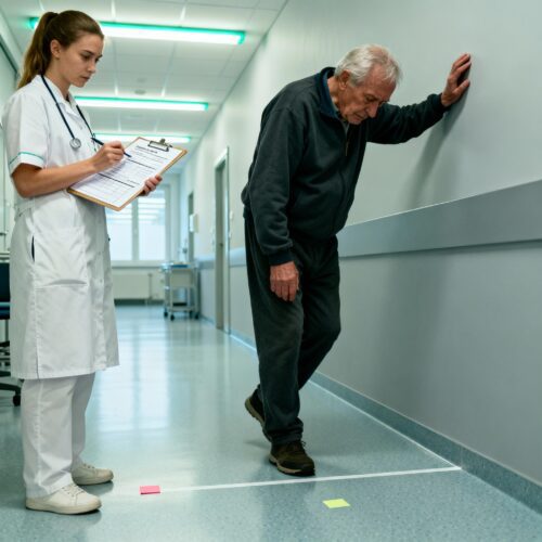 Die Schwester dokumentiert das Leistungsvermögen eines Mannes, dessen chronische Schmerzen die Rente wegen Erwerbsminderung bedrohen.